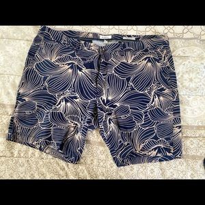Blue and khaki colored shorts